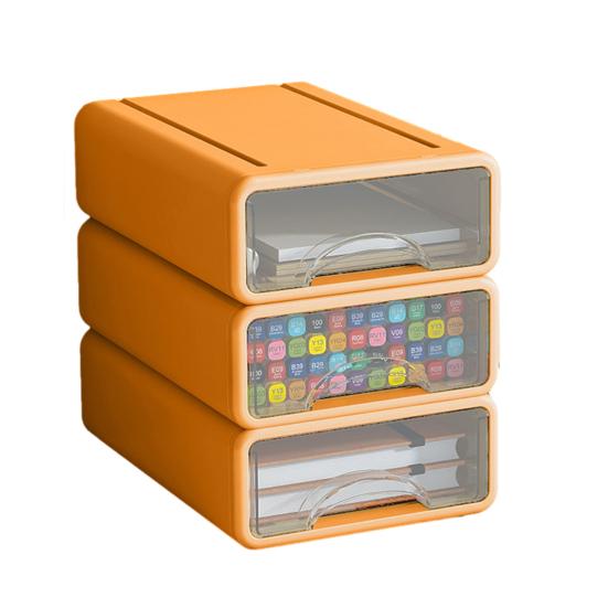 

3/4Pcs Desk Storage Organizer with Clear Window Large Capacity Dustproof Stackable Office Supplies Storage Drawer Box Container