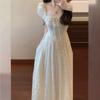 French bubble sleeve white dress women's summer new high-end temperament seaside vacation fairy long dress