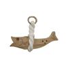 Creative Simulation Wooden Fish Lucky Charm with Bell Rustic Wood Fish Sculpture Handcrafted Cartoon Fish Door Chimes Entryway