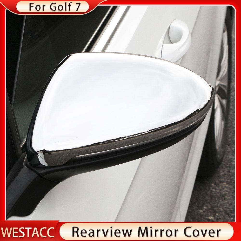 2Pcs Chrome Car Rearview Mirror Cover Trim for Volkswagen VW Golf 7 MK7 7.5 GTI 7 2013 2014 2015 2016 2017 2018 