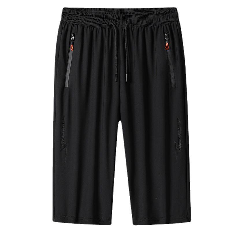 Męskie szorty sportowe Capri z nadrukiem błyskawic, szybkoschnące, z lodowego jedwabiu, rozmiar plus