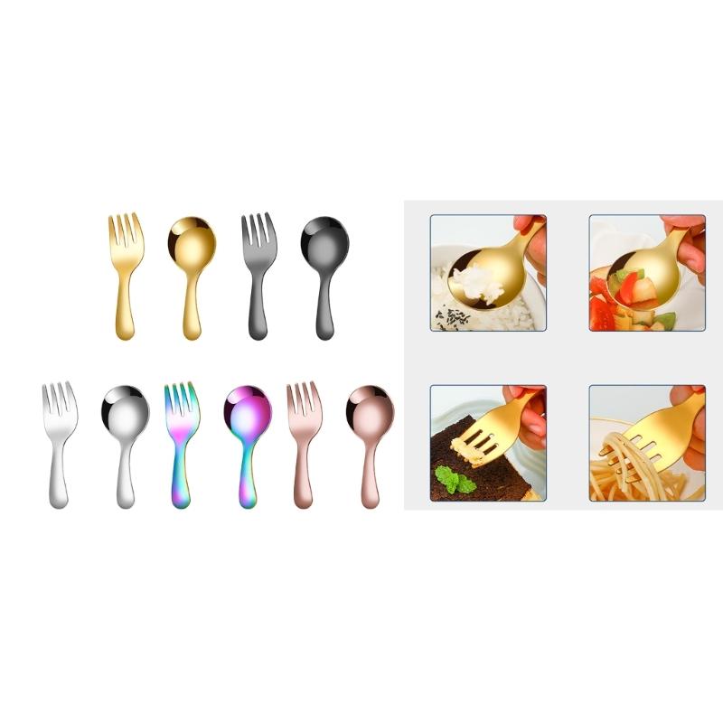 2 Pieces Alternative Color Fork and Spoon Compact Cutlery Set Travel Friendly Cutlery Supplies for Camping and Picnics