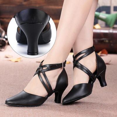 Chaussures de danse latine en cuir pour femmes, chaussures de danse modernes d'intérieur, talons de 6cm