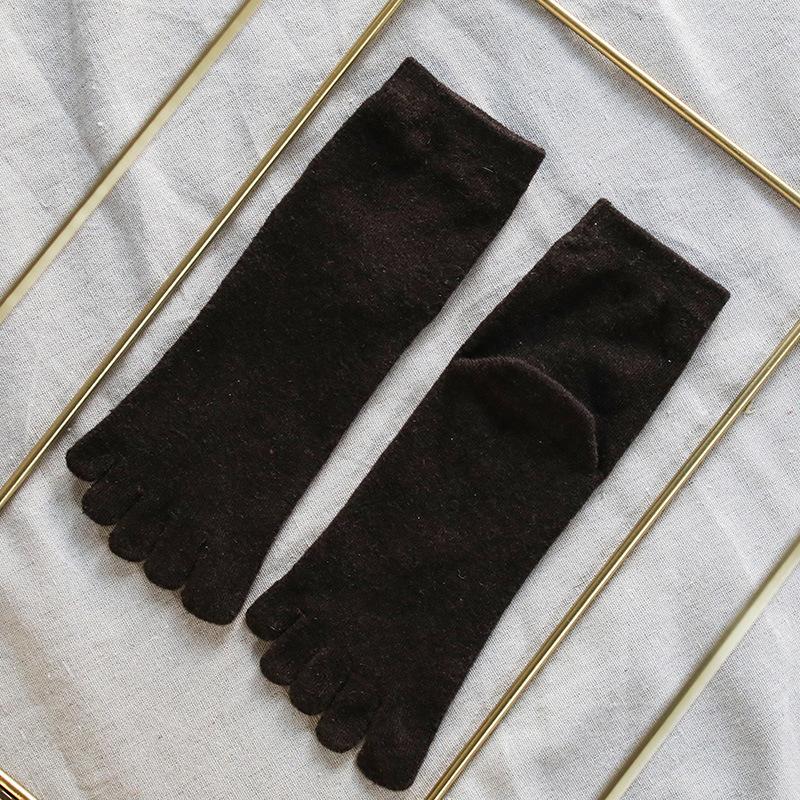 3 Pairs Man Wool Socks with Toes Autumn Winter Thermal Thick Socks Solid Color Wool Soft Warm 5 Finger Socks Casual Male Gift