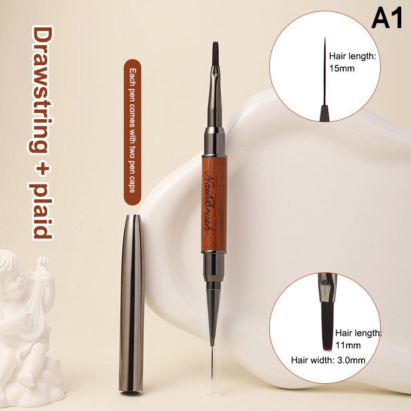 Haltbarer Sandelholzstiel Nagelkunstpinsel Doppelseitiger Professioneller Nagel-Liner-Pinsel Nagelkunst-Phototherapie-Stift Nagelmalerei
