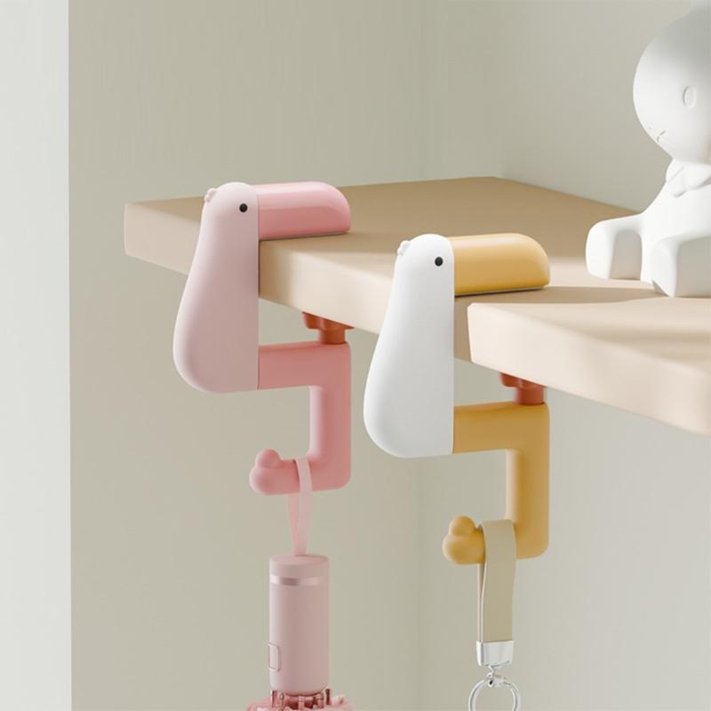 Pack of 2 Duck Shaped Space Saving Under Desk Schoolbag Hanger Bag Hanging Hook for Keys Umbrellas Cups Office Home Use