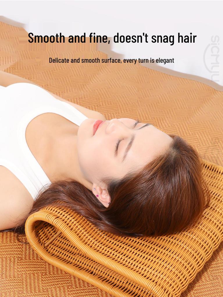 Men's Breathable Rattan Woven Pillow Mat with Free Shipping - Anti-Sweat & Neck Protection for Summer