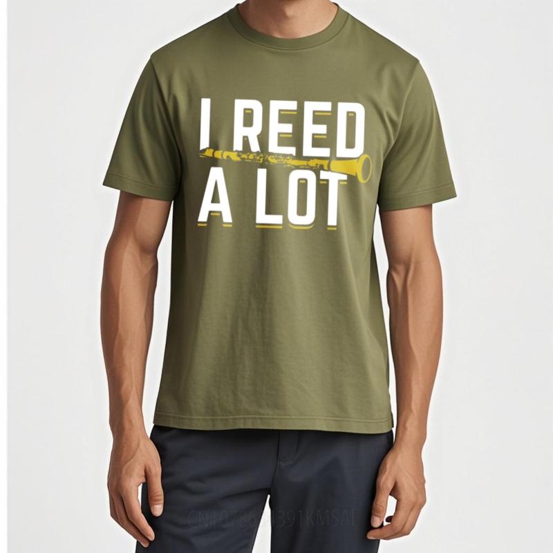Solid Color Teeshirt Unisex Short Sleeve Tshirt Casual I Reed A Lot With Saxophone Graphic Comfort For Him Teeshirt Basic Tee