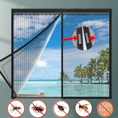 Tela de janela autoadesiva de verão anti-mosquito, previne insetos voadores, cortinas de malha invisíveis, tela magnética removível para janela