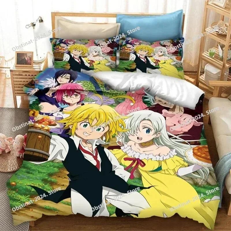 Anime The Seven Deadly Sins Sängkläder Set Tryckt enkel Täcke Quilt Säng Örngott 3 Delar Set Barn Vuxen Storlek