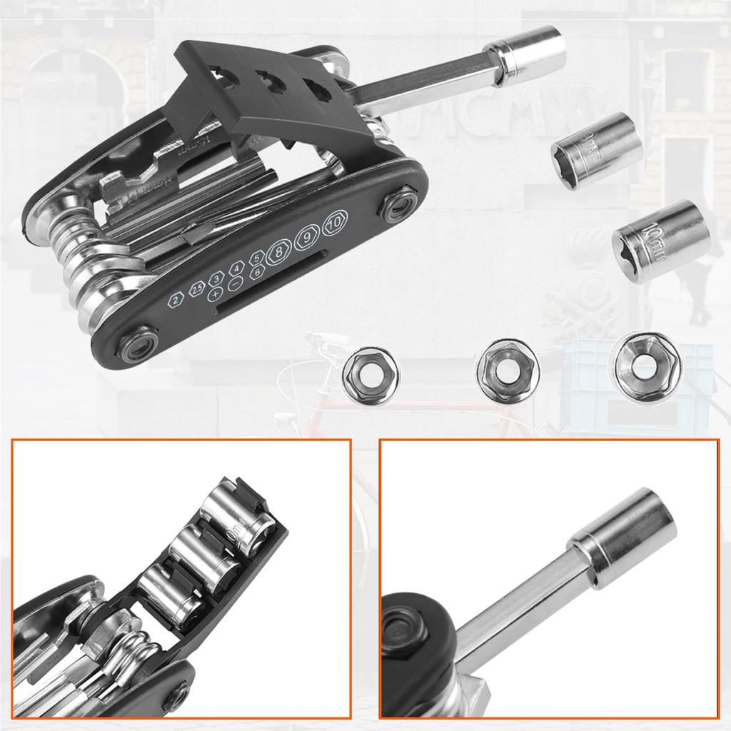 ROCKBROS Bicycle Hex for Road and Cross Bikes Multi-Tool Set, 16-in-1, Multi-Function, Portable, Wrench, Socket, High-Hardness, Portable, Foldable,