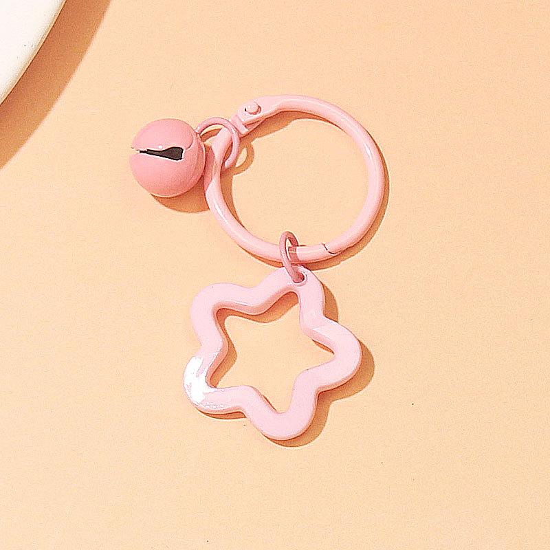 2pcs Korean Version of Ins Small Fresh Color Small Star Bell Keychain Candy Color Keyring Pendant Women Bag Keychain Accessories