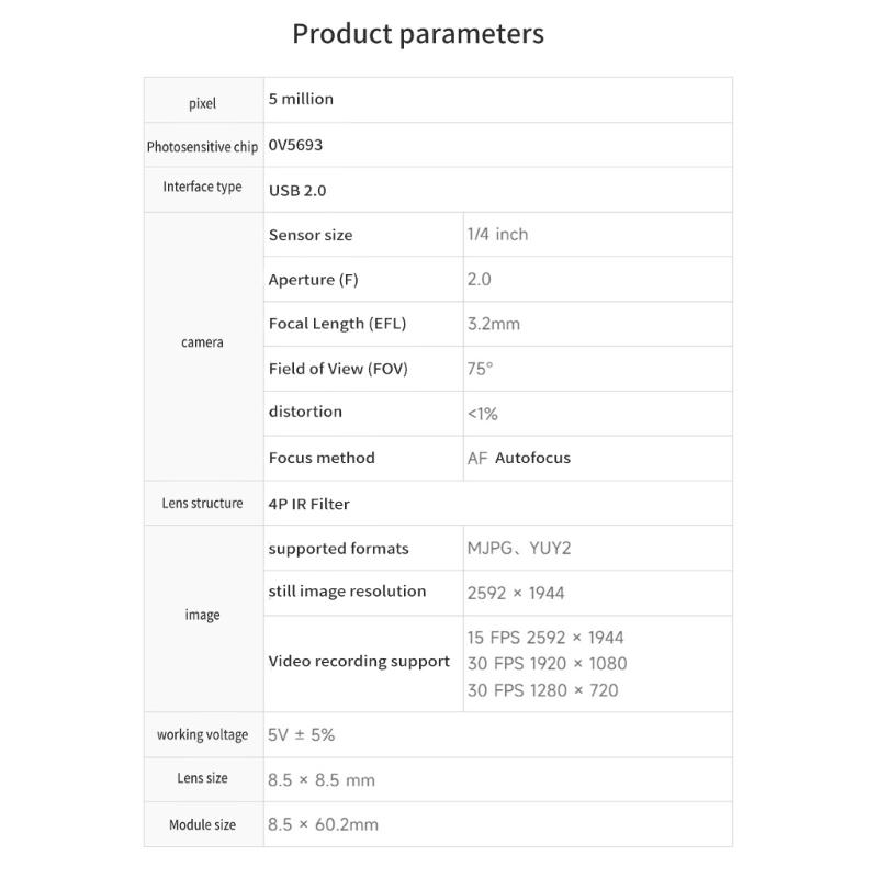 Professional USB Camera Module with Auto Webcam Module 2592*1944 1080P 30FPS Video Capability