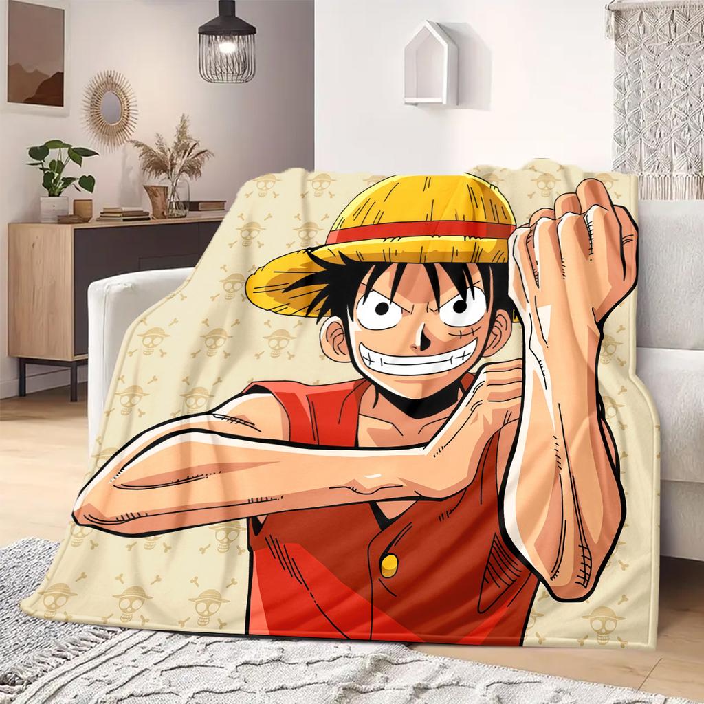 ONE PIECE Monkey D. Luffy Print Blanket Warm Comfortable Flannel Blanket Suitable for Bedrooms,Sofas, Beds,Chairs -QIAO102