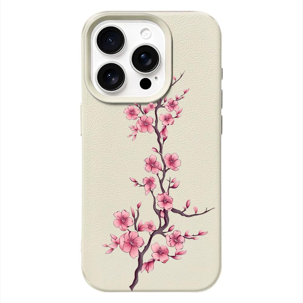 

Luxury Simplicity Cherry Blossom Phone Case For Iphone 17 Air 16 16e 15 14 13 12 11 Pro Max Anti-Fingerprint Protective Cover iphone 14