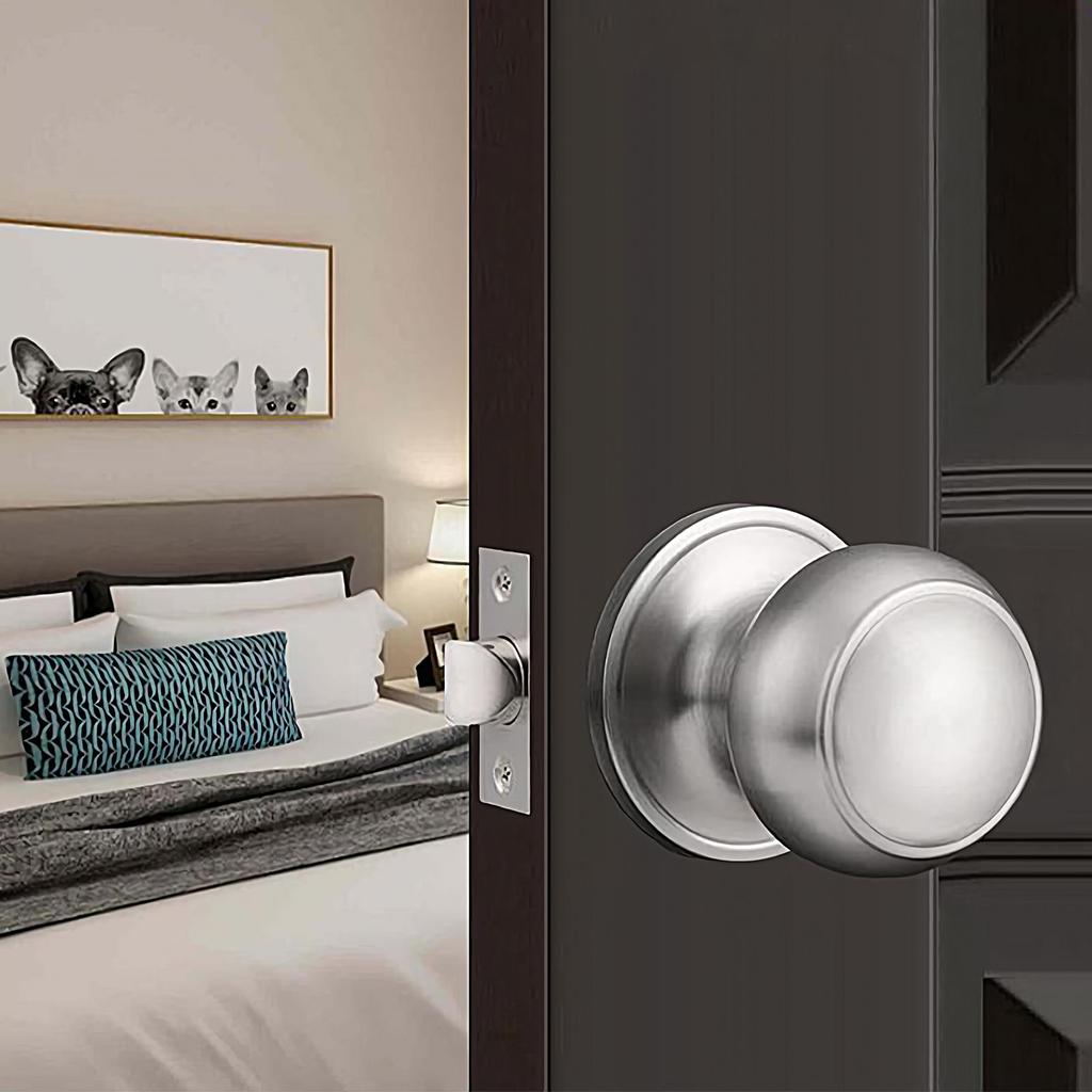 Front Door Lock Set Entrance Door Handle Keyless Knob Replacement Set With Screw And Latch Plate For House Apartment School