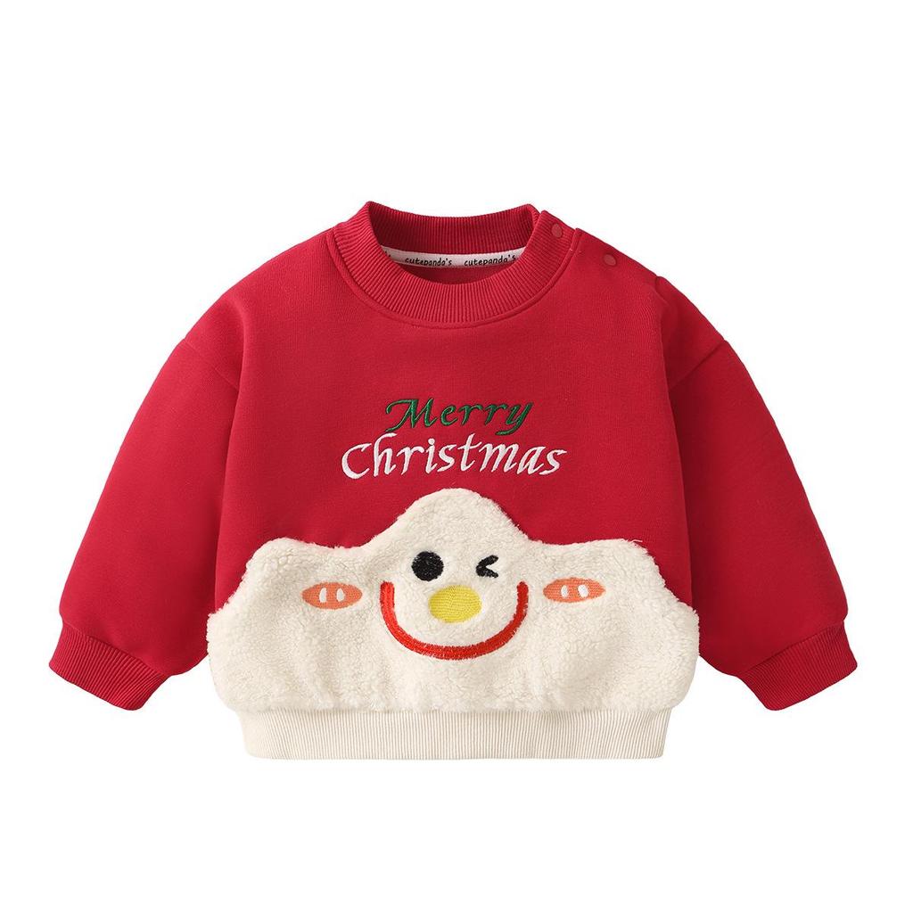 Kaka Panda Fleece-Lined Hoodie: Christmas & New Year Outfit for Boys & Girls - Trendy Winter Baby Clothes