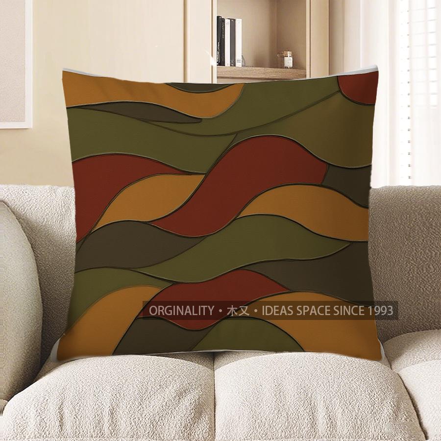 Home Decor Abstract Wavy Pattern Geometric Pillow Cover Pattern Cushion Cover Suitable for Sofa Bedroom Car Pillow Cover