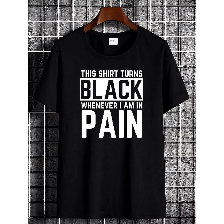 Fibromyalgia And Chronic Pain Awareness T-Shirt - This Shirt Turns When I'M In Pain Slogan, Soft Breathable Unisex Casual Round Neck Tee for