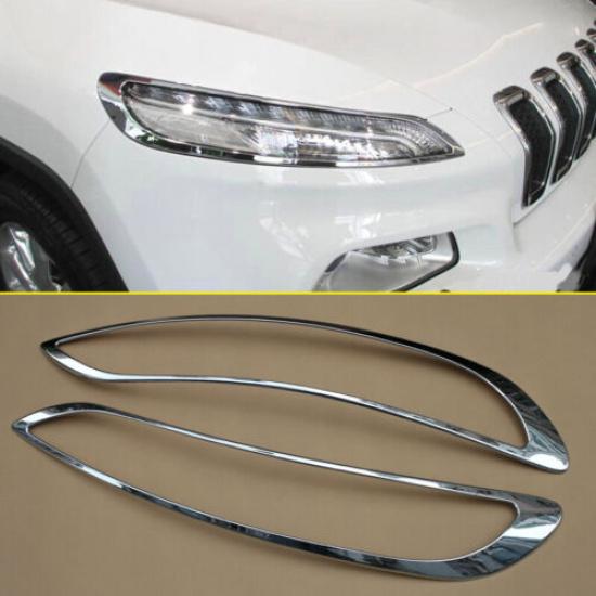 For Jeep Cherokee 2014-2018 Chrome Head Light Headlight Surrounds Cover