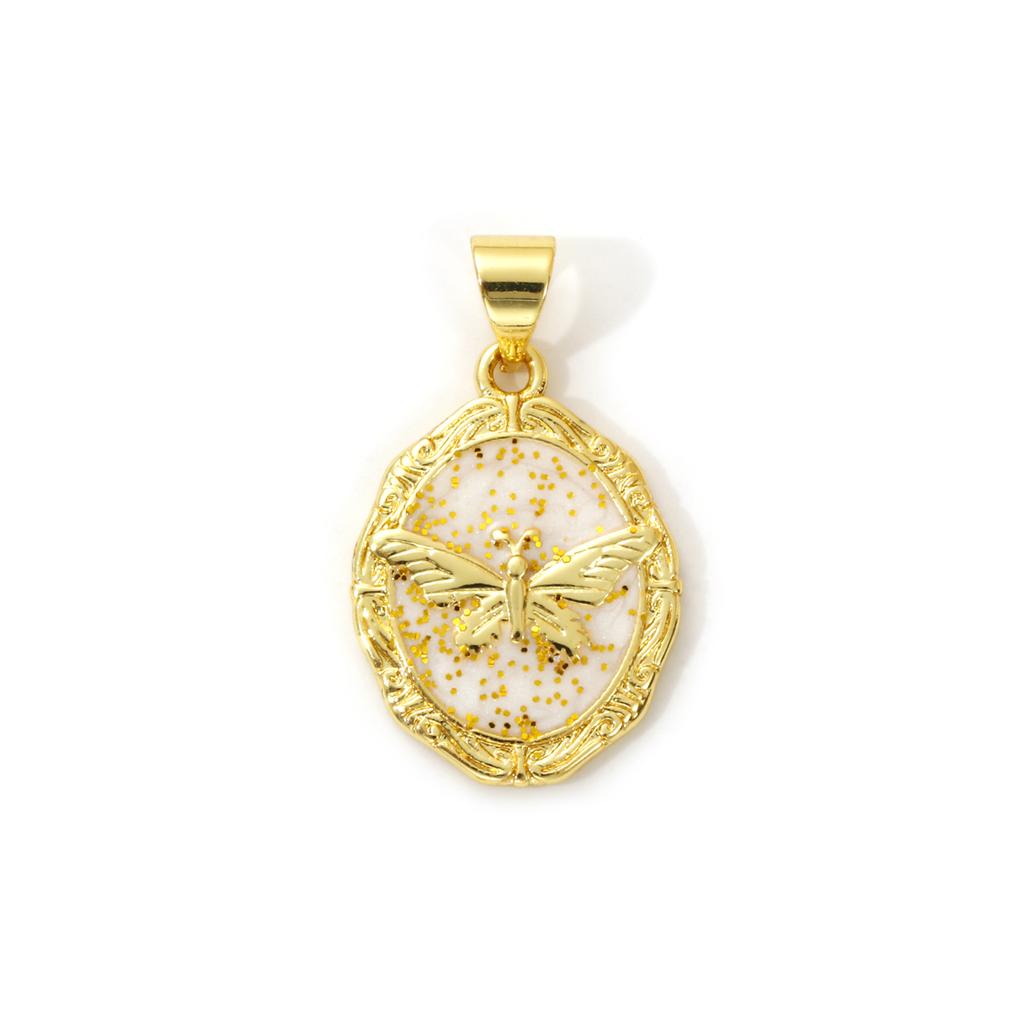 2 Piece Brass Charms 18K Gold Plated Multicolor Enamel Flower Butterfly Pendants For DIY Necklace Bracelet Jewelry Making