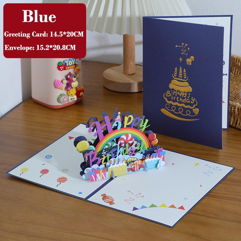 3D Pop-up Happy Birthday Card Hollow Paper Carving Birthday Greeting Card for Kids Friends Family Creative Birthday Gifts Cards