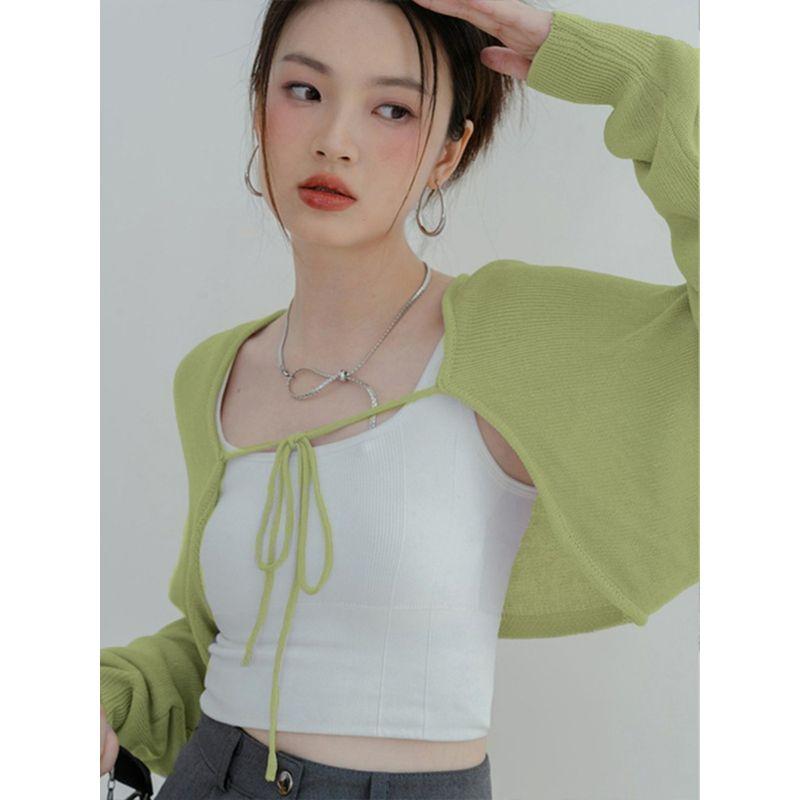 

Ice Silk Black Shawl Suspender Skirt Cardigan Tulle Green L