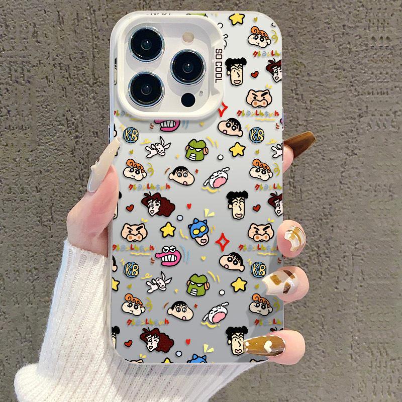 Full-Screen Shin-chan iPhone 17 Case - Silver, Compatible with 15 Pro Max/14 Pro/13/16 Pro