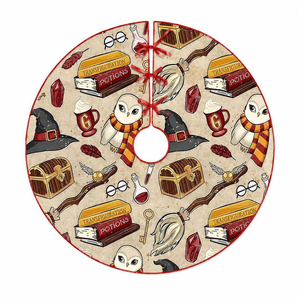 Christmas Tree Skirt Printed Holiday Tree Base Cover Festive Party Home Decoration