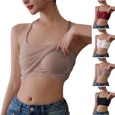 Ladies O-neck Camisole Tank Top Women With Bra Pad Bra Underwear
