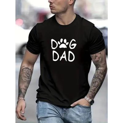 European Size Men's Casual Short Sleeve T-Shirt with Letter '' Print Suitable for Year-Round Wear - Comfortable Round Neck, Machine Washable Everyday