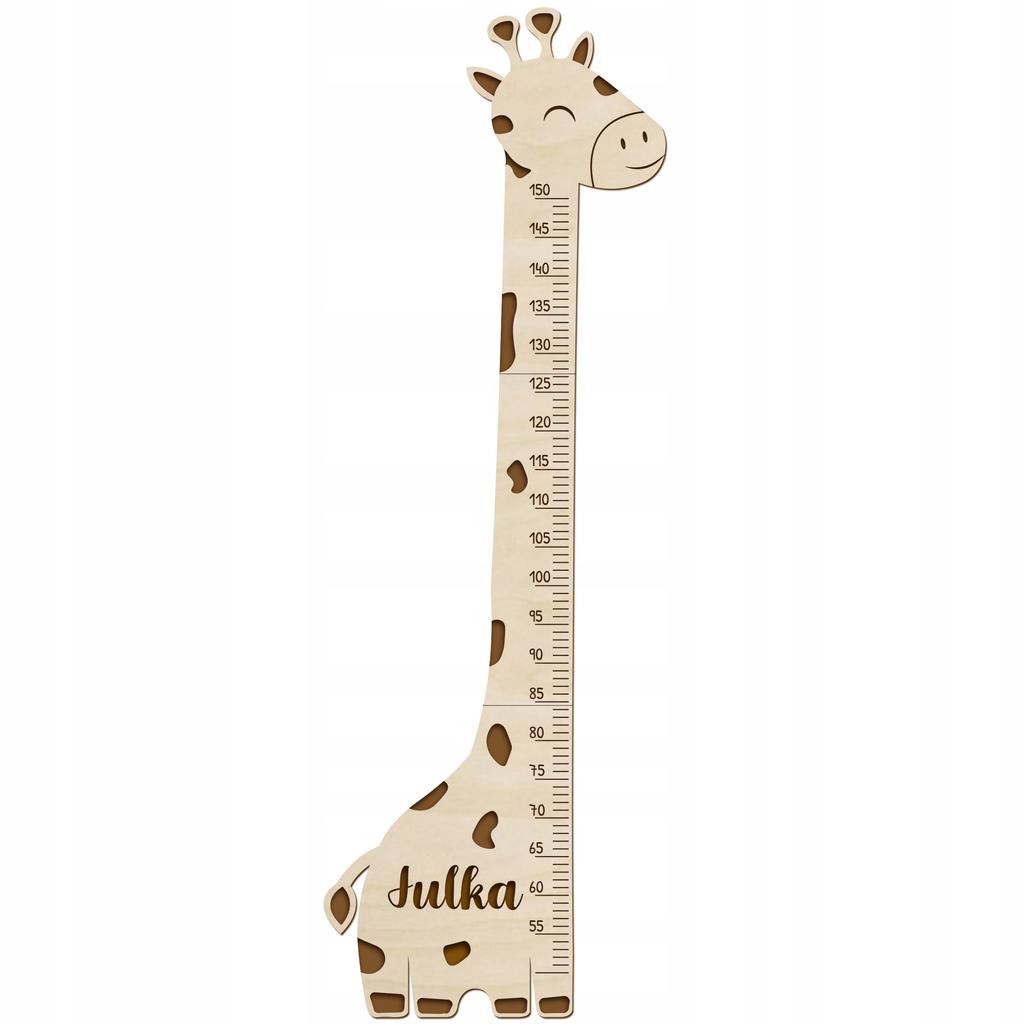 Holz-Höhenmaßband mit Namen für die Wand zur Höhenmessung Giraffe