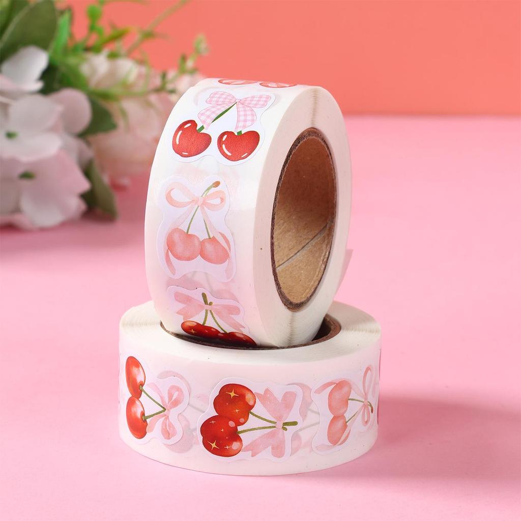 Cherry Bow Cartoon Sticker Label: Non-drying, Cute Decorative Sealing Stickers