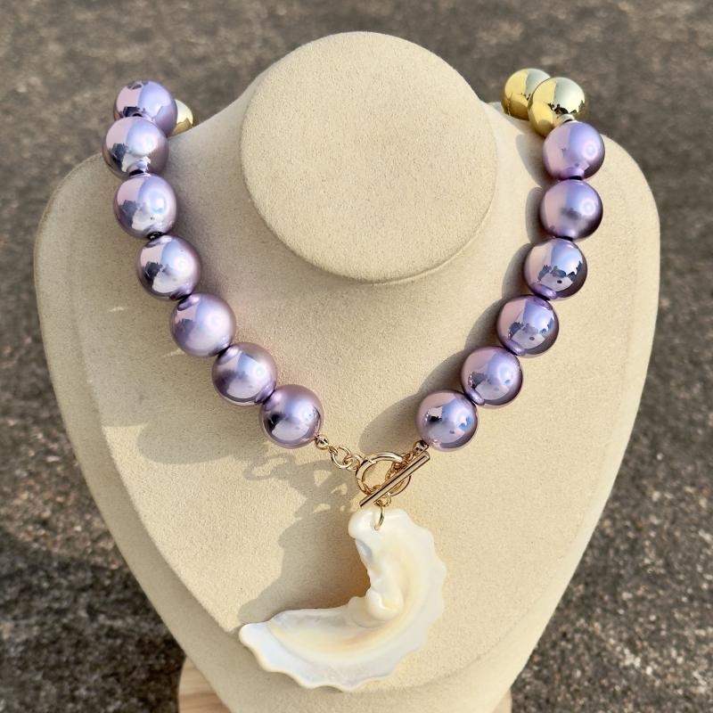 Exaggerated Round Bead Heart Pendant Necklace For Women Handmade Adjustable Chain Choker Party Jewelry Gift Collar