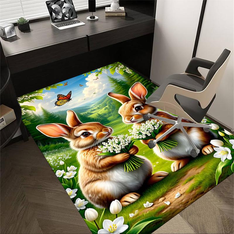 

1PC Bunnies Flowers Extra Large Non-Slip Floor carpet, Office, family, bedroom, Studio - Large Area Rug,Longlasting Material-K0329 60cm by 90cm