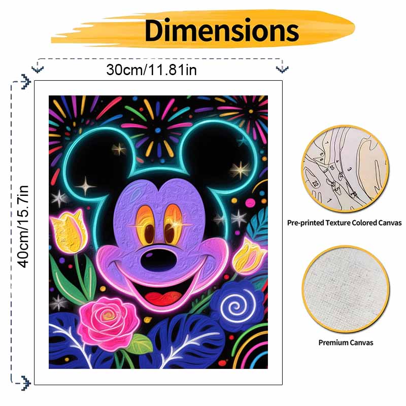 Disney Mickey Oil Painting Hand Painting Coloring Painting Handmade Diy Home Decoration Gift