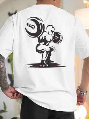 Weightlifter Men Cotton TShirt Athletic Streetwear Workout Gym Muscle White - Men's Summer Cotton Graphic Tee