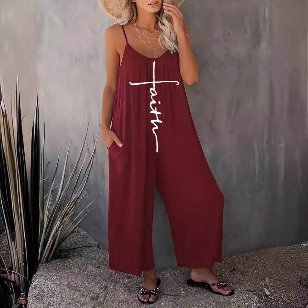 Summer Fashion 2025 Women's Solid Color Suspender Jumpsuit
