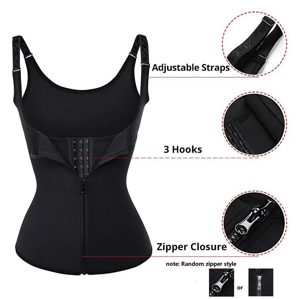 Waist Trainer Tank Top For Women Zipper Body Shaper Tummy Control Sleeveless Top, Women's Activewear Body Shaping Underwear