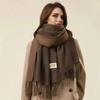 100% Wool Winter Narrow Scarf for Men's and Women's Universal Warm  Solid Color Scarf and Cold-Proof Scarves Poncho