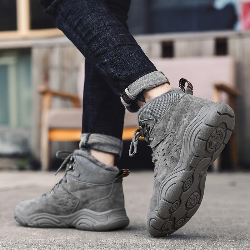 Fashion Men Winter Boots Plus Fur Cold-proof Warm High-top Cotton Shoes Daily Outdoor Warm Men Cotton Shoes Men's Snow Boots