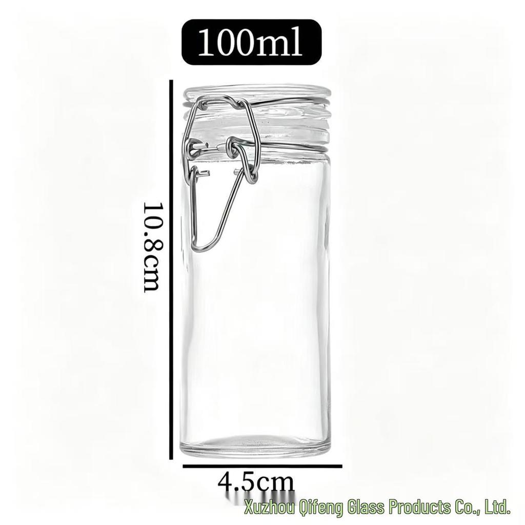 In Stock Transparent Graduated Glass Storage Jar with Sealed Buckle for Moistureproof Tea or Mason Jar Storage