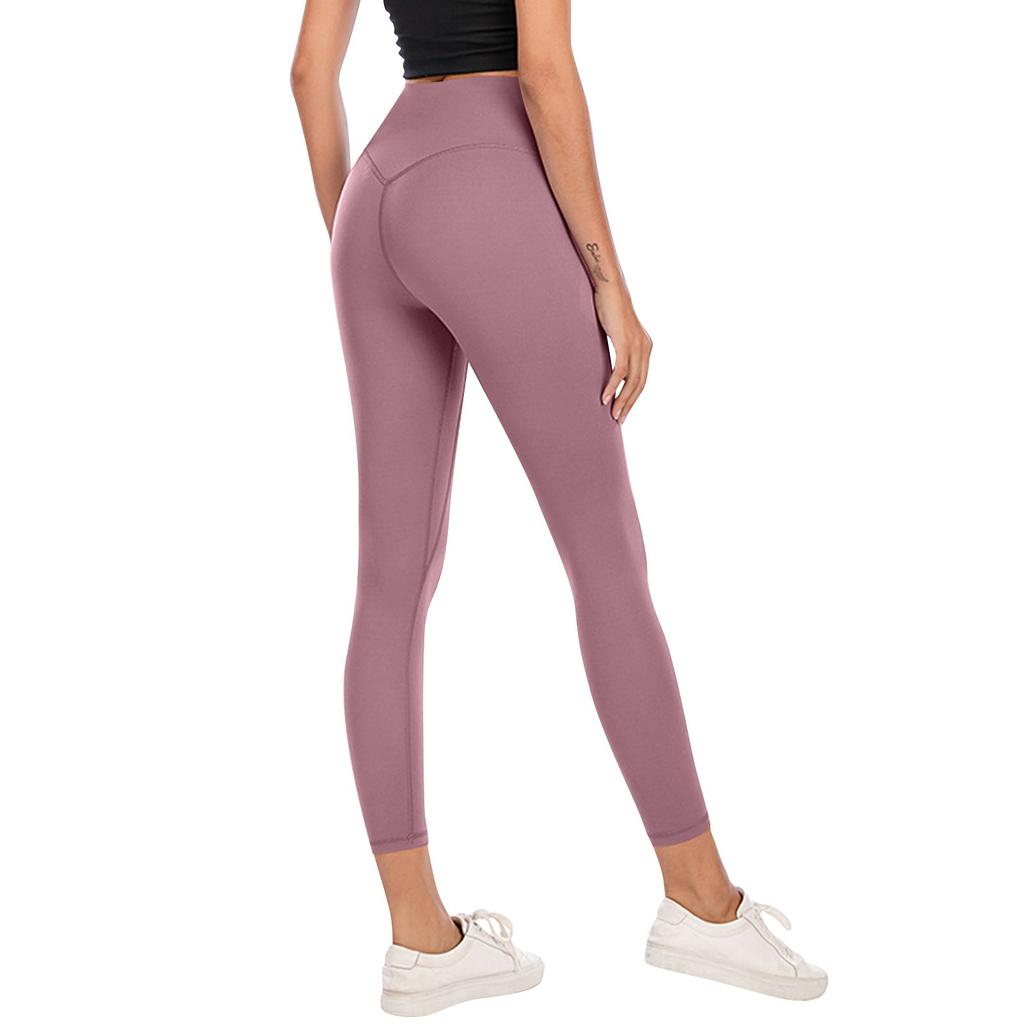 Yoga-Kleidung, pfirsichfarbene, hüfthebende Sportbekleidung, Fitnesshose, keine peinlichen Linien, hautfarbene, hohe Taille, enge Yogahose