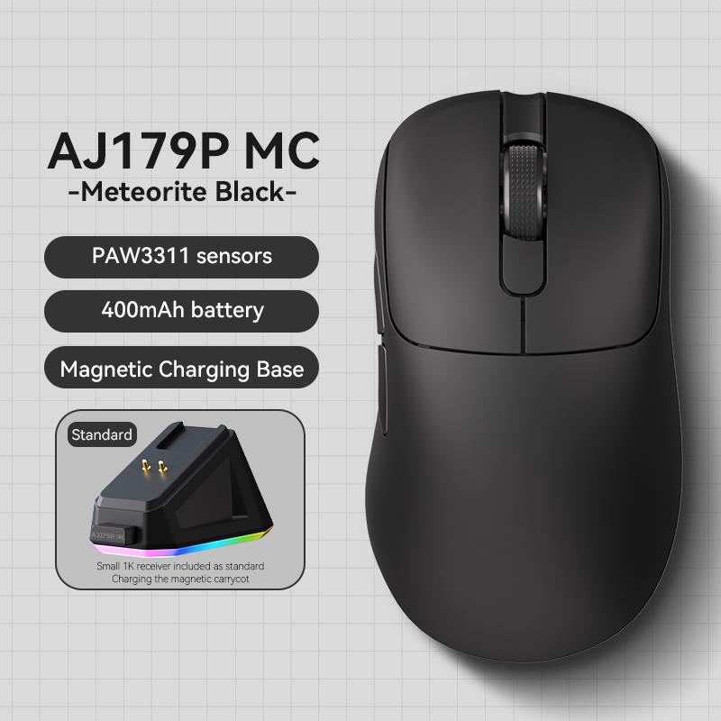 AJAZZ AJ179 PRO PAW3395 Lichtgewicht Bedrade Draadloze Muis met Magnetische Oplaadbasis Ergonomische Macro Gaming Muis voor PC Laptop