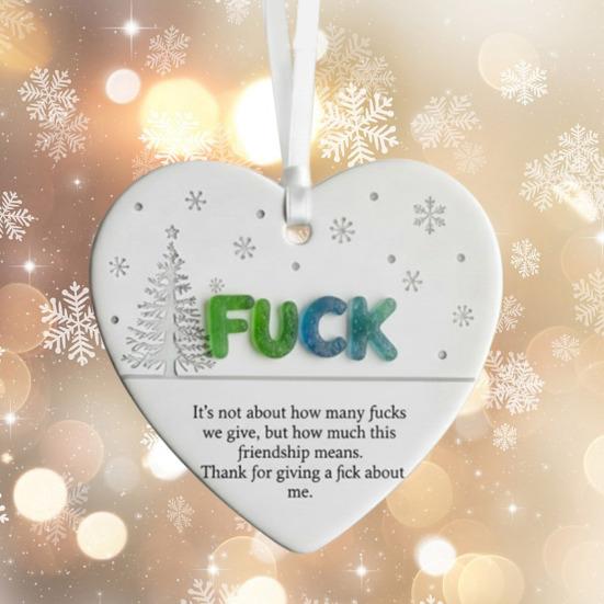 Funny Friendship Christmas Ornament Heart-Shaped Hanging Decoration for Xmas Tree Decor Humorous Gift