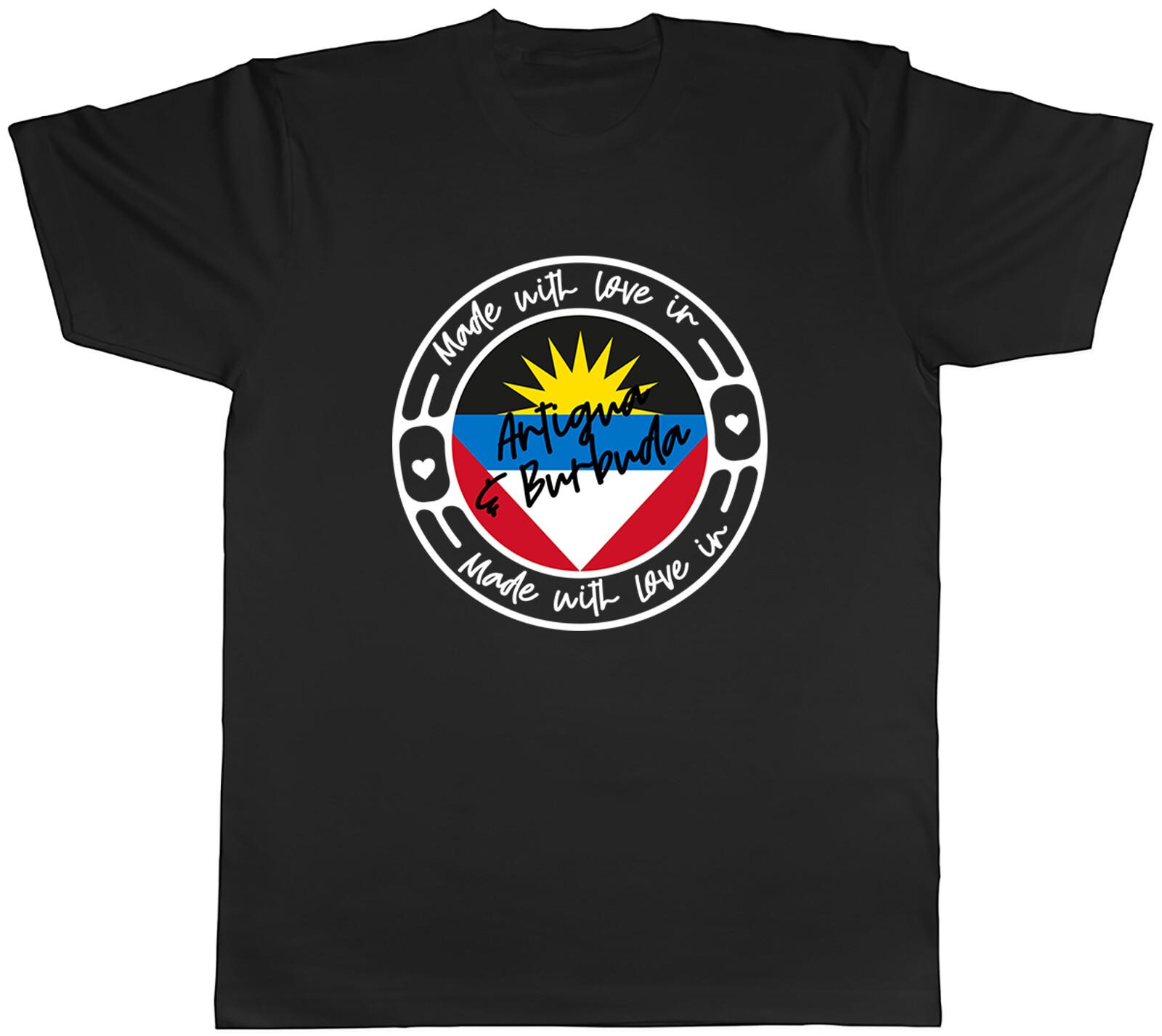 Made With Love In Antigua & Barbuda Mens Unisex T-Shirt Tee S