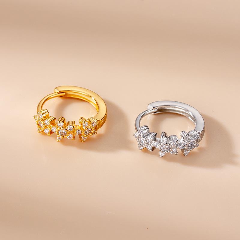 Flower Leaf Geometric Zircon Ear Cuff - European & American Style Piercing Jewelry