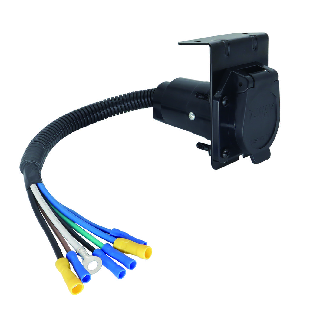 Universal Accessories 7 Pin 7 Way RV-Style Blade Trailer Connector Socket Wiring Harness Mounting Bracket Truck Wire Connector