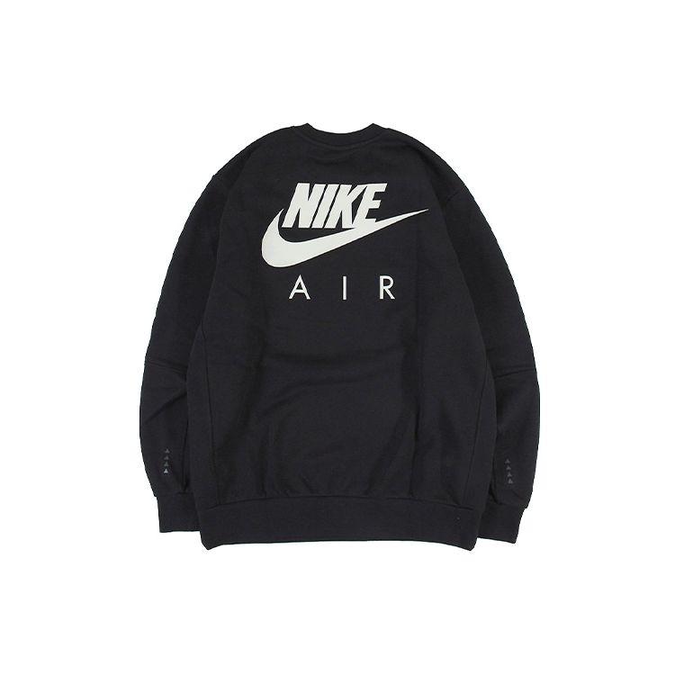 Nike Brushed Back Fleece Crew Sweatshirt With Letter Logo Print Men Tops Black DM5208-010