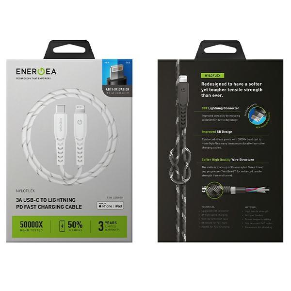 Energea Cable Nyloflex Usb-C - Lightningc94 Mfi 1.5M White
